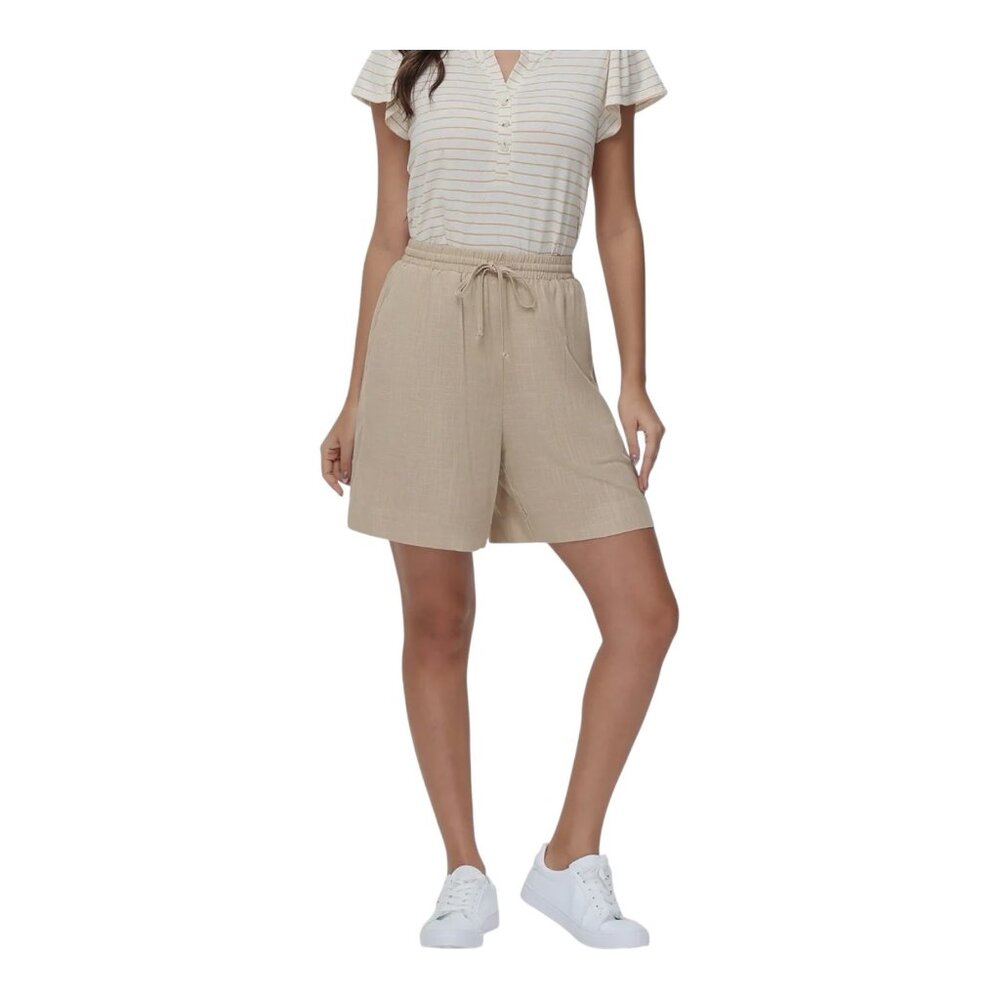 89th & Madison Women’s Mid Rise Short Bottom Pull On Drawstring Shorts Safari